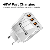 4-Port QC3.0 Fast USB Charger — 48W Multi-Voltage